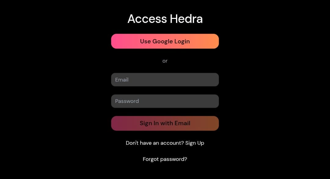 تسجيل الدخول في Hedra.com